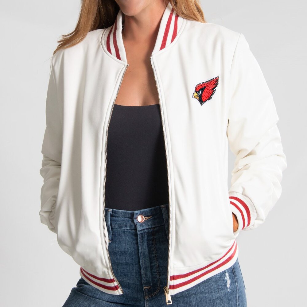 NFL Arizona Cardinals White Vegan Leather Jacket